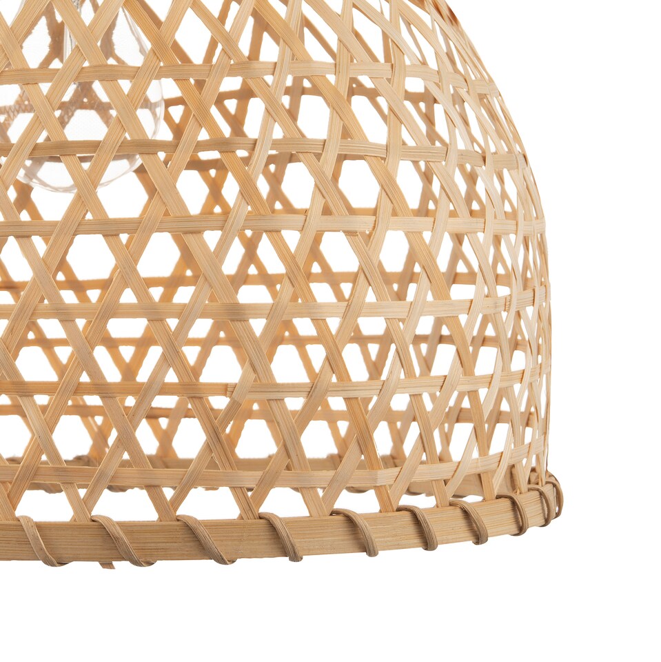 image 1 of Hand Strapped Natural Bamboo Pendant Lighting Shade with Bell Shape | Brown