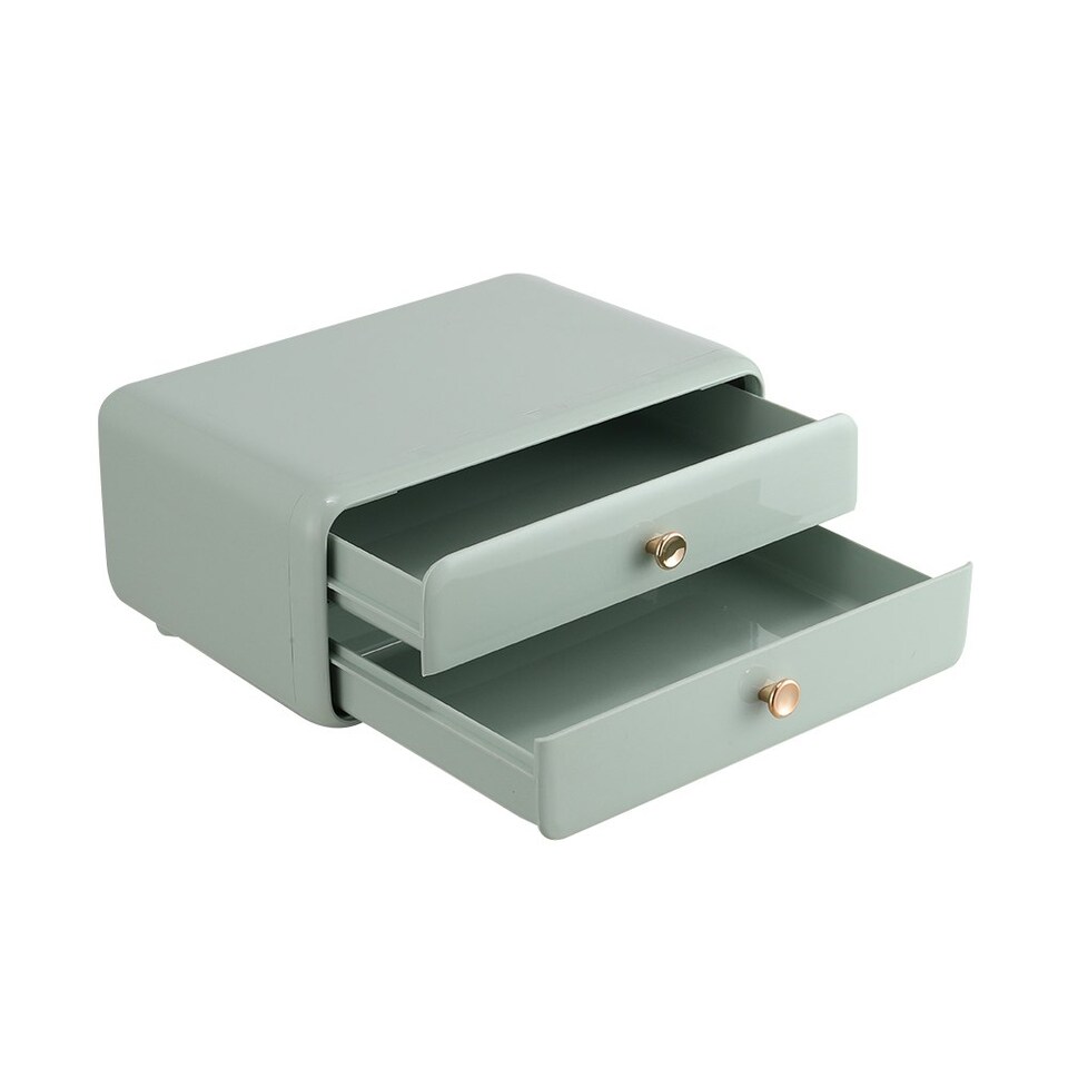 image 1 of Living and Home Desktop Makeup Organizer with Drawers & Lid - Light Green