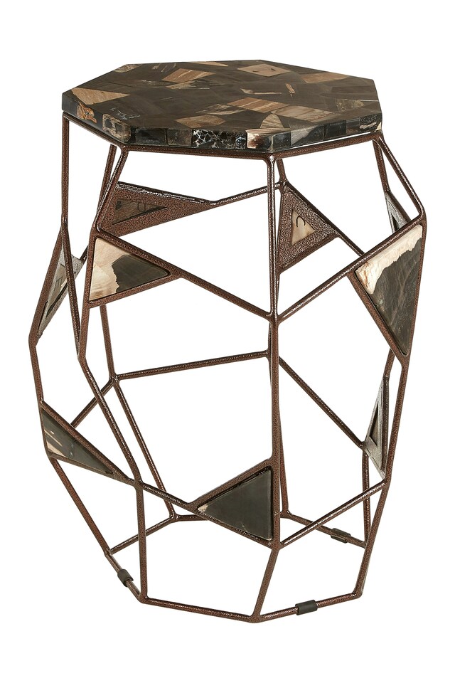 image 1 of Contemporary Design Side Table With Asymmetric Frame, Wooden Top Small Bedside Table, Rustic Side Table | Cream