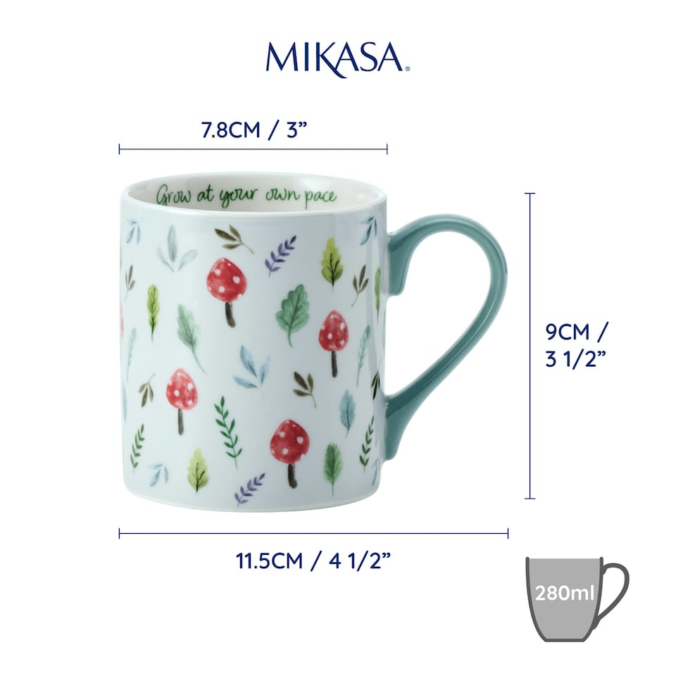 image 1 of Mikasa Mushroom Straight-Sided Porcelain Mug, 280ml | White
