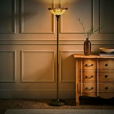 ValueLights Tiffany Inspired Stunning Jewel Uplighter Floor Lamp Bronze