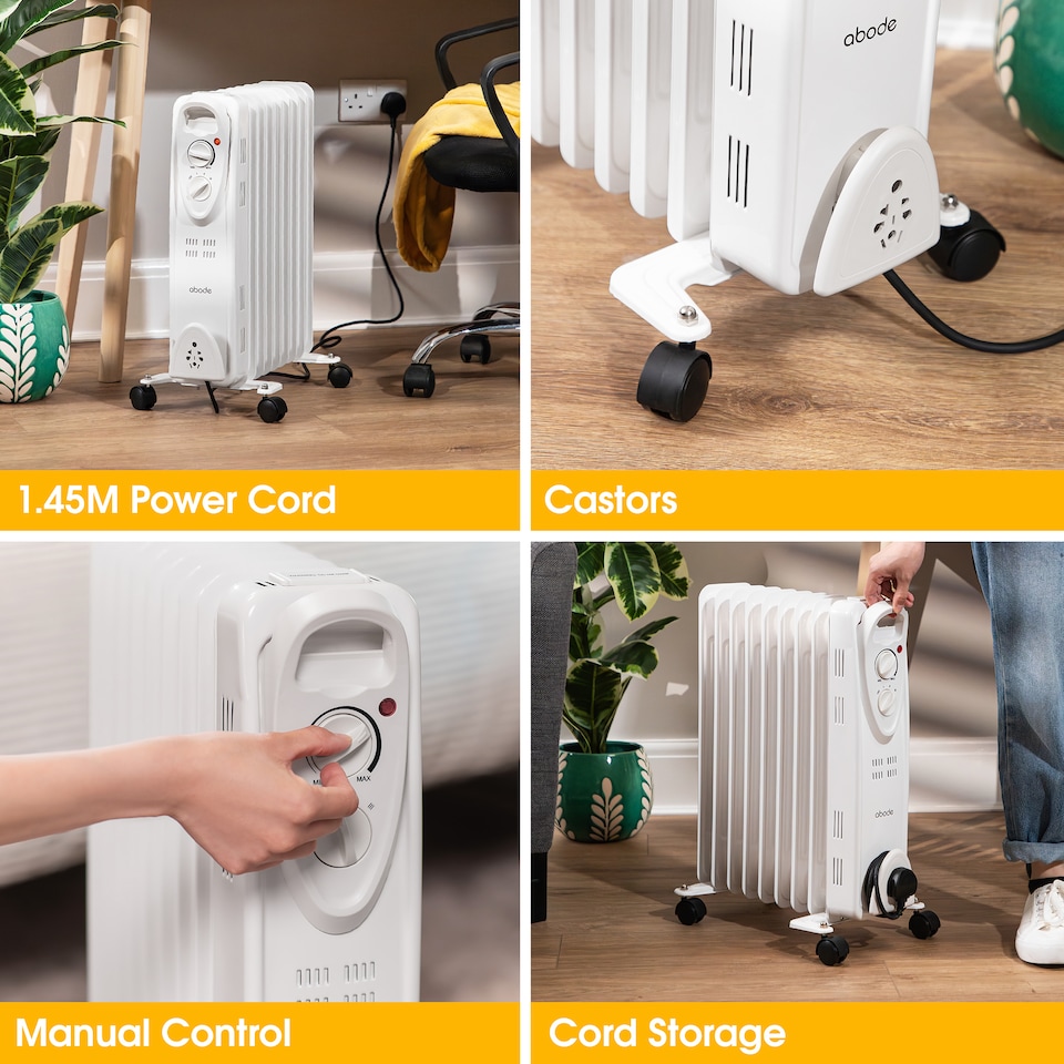 image 1 of Abode AOFR9003 2kW 9 Fin Oil Filled Radiator in White