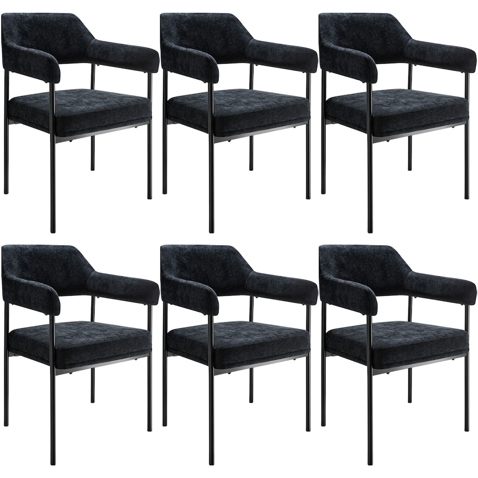 image 1 of Armchair Doe - durable fabric, black powder-coated legs, 120 kg load, 58 x 62 x 85 cm | Black | Woven fabric black/black | 6