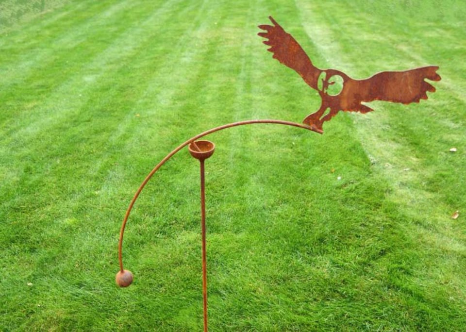 Owl Wind Rocker Single Bare Metal - Ready to Rust - Steel - L66 x W54 x H148.5 cm