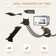 image 3 of PawHut Wall-Mounted Cat Tree, 5 Piece Cat Wall Shelves with House, Brown