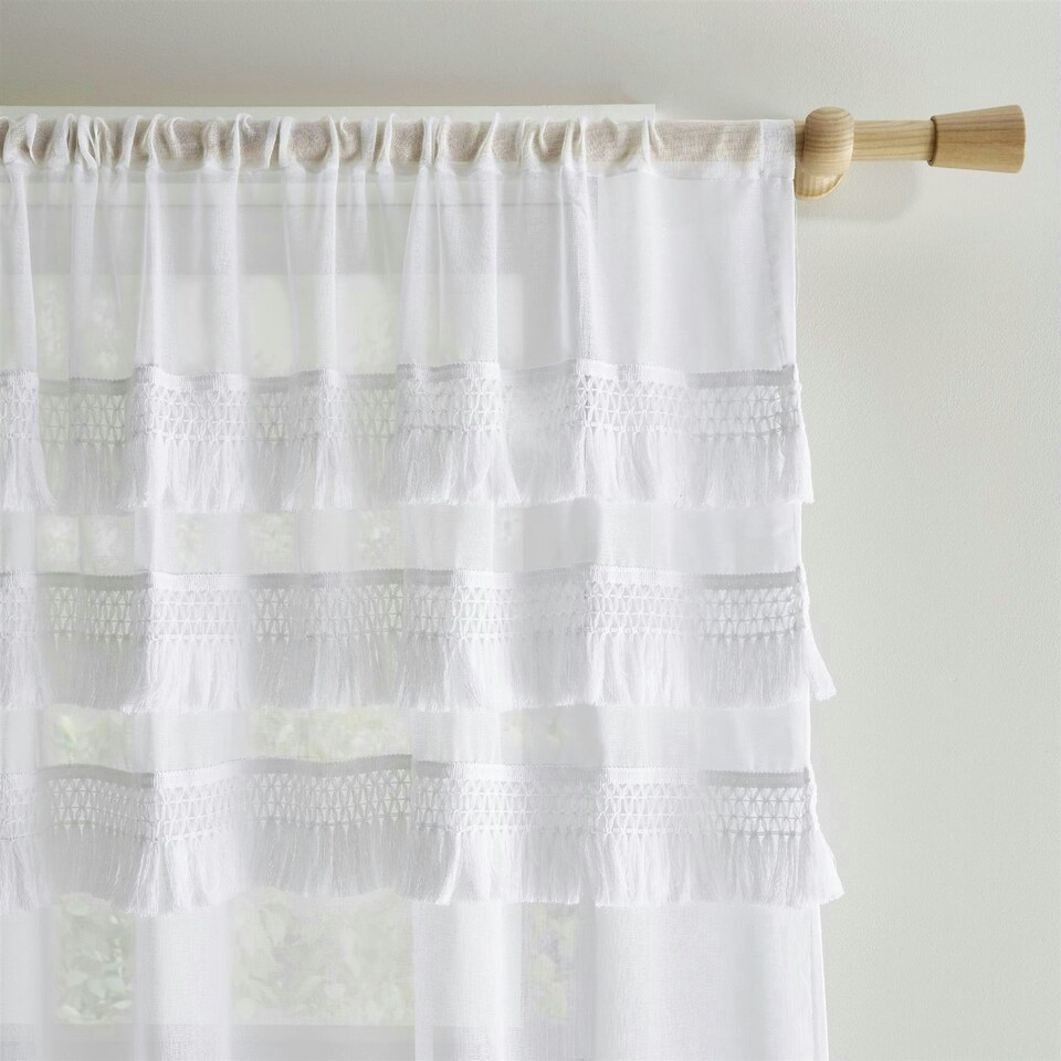 image 1 of Pineapple Elephant Izmir White Tab Top Voile White | 55x54"