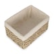 image 2 of Medium Thatch Grass Woven Storage Basket with White Cotton Lining | Green | Green | M