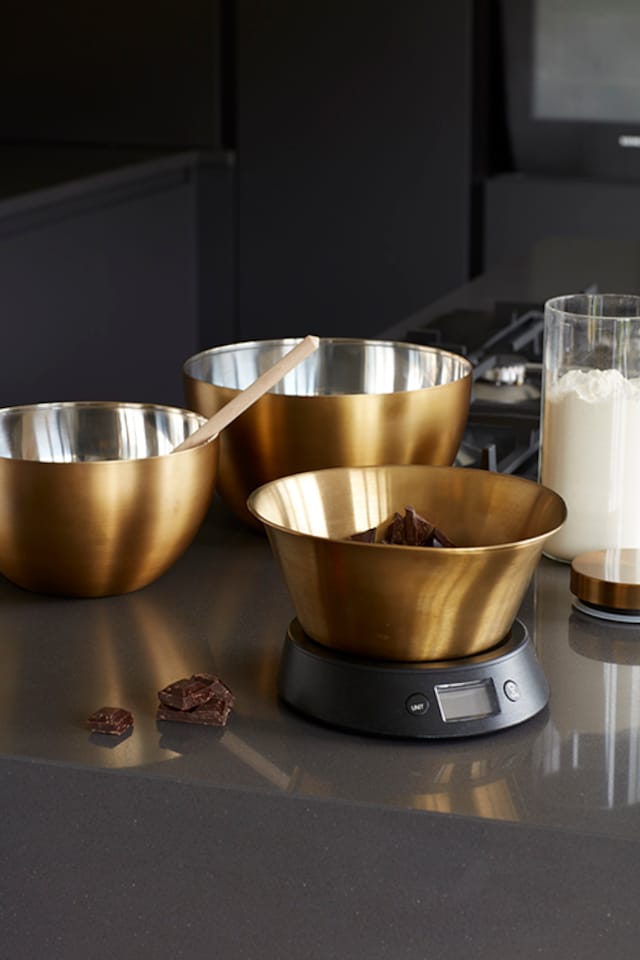 image 1 of MasterClass Stainless Steel Brass Finish Mixing Bowl, 2.8L