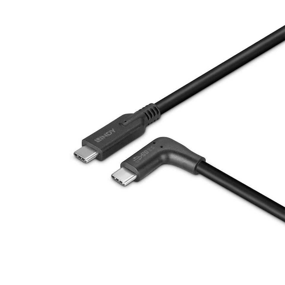 image 1 of 0.5m USB 3.2 Straight USB-C to Right-Angled USB-C Cable, 10Gbps