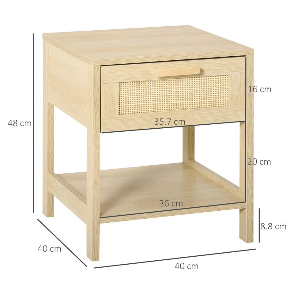 image 1 of HOMCOM Nightstand Bedside Table End Table Storage Organizer W/ Drawer Shelf