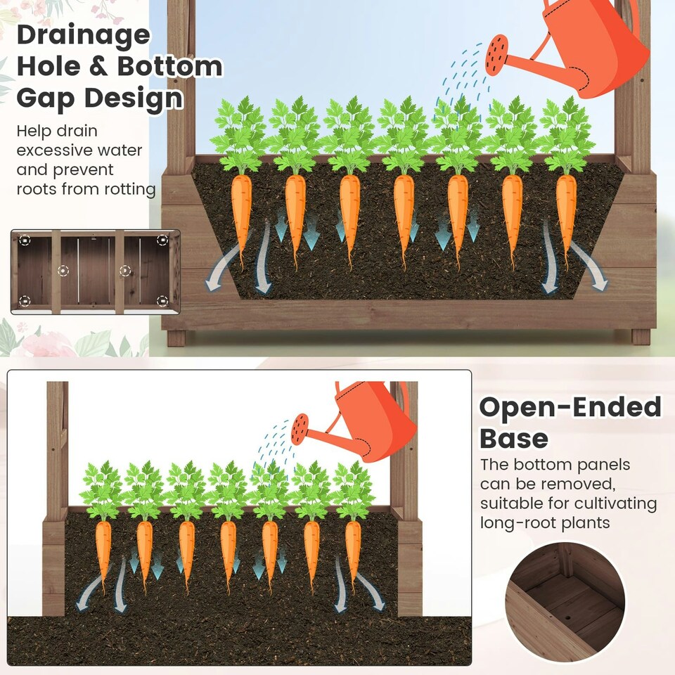 image 1 of COSTWAY Raised Garden Bed Planter Box Coffee Brown