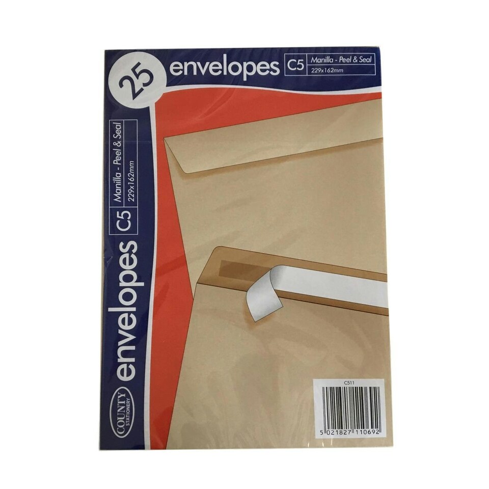 image 1 of Pack of 25 C5 Peel & Seal Manilla Envelopes