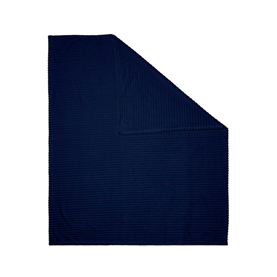 image 1 of BHS Luxury Ribbon Velvet Throw, Navy Blue | Navy