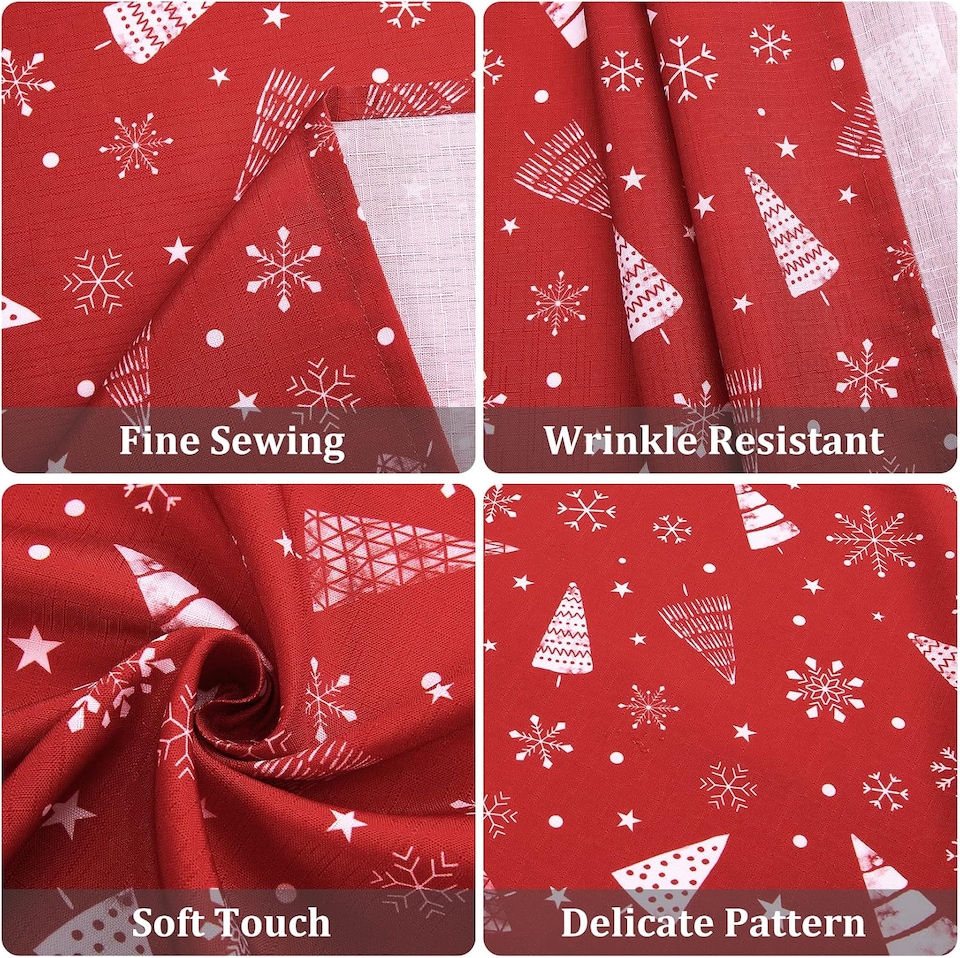 image 1 of London Boutique Christmas Tablecloth, Waterproof Wrinkle‑Free, Snowflake Tree and Reindeer Print, Red, 54 x 70 in