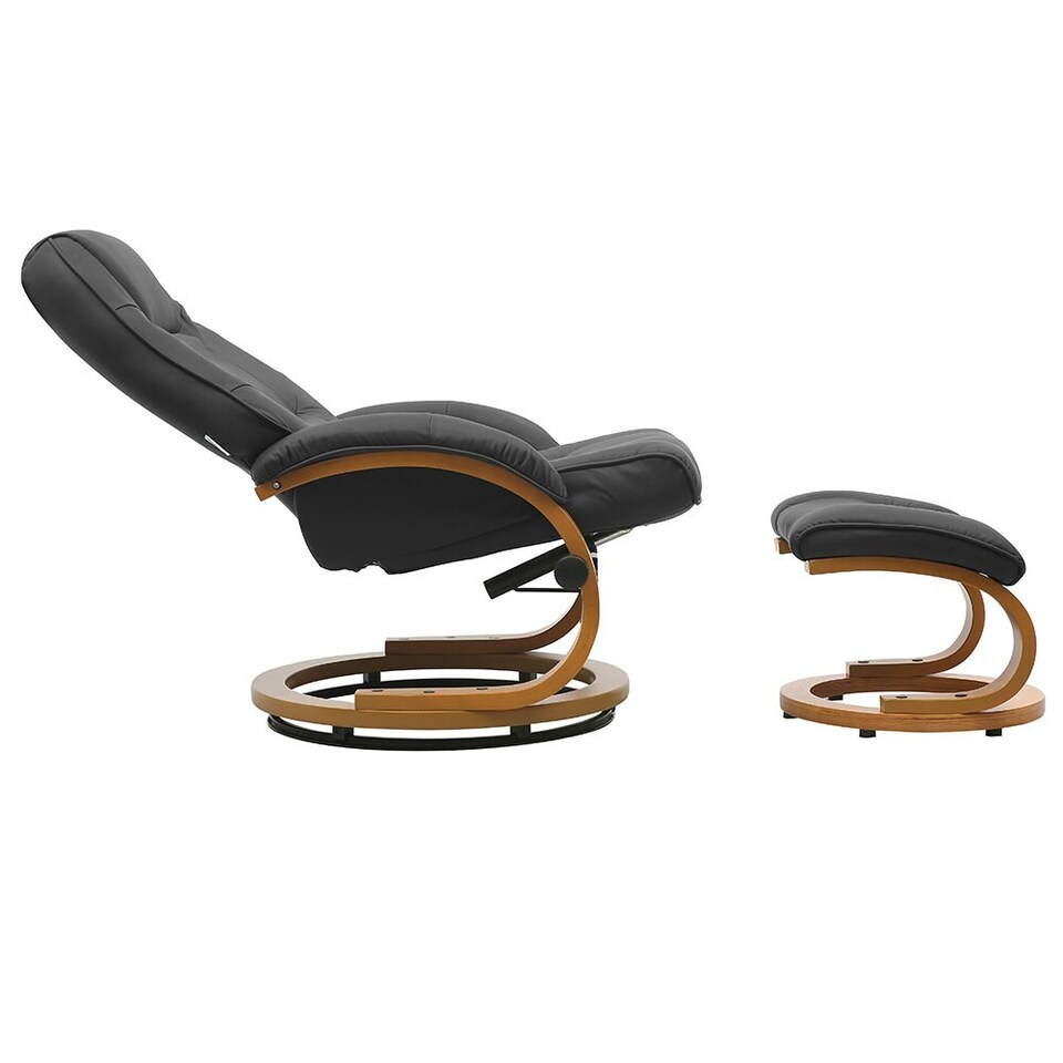 image 1 of Living and Home Ergonomic Executive Office Reclining Chair with Footstool - Black