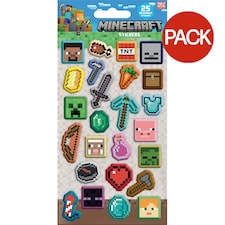 Minecraft Paper Stickers (Pack of 25) - Multicoloured - One Size