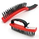 image 10 of Heavy Duty Wire Brush Set Steel Bristle Long Handle, D-Grip Block Rust & Paint Removal Kit
