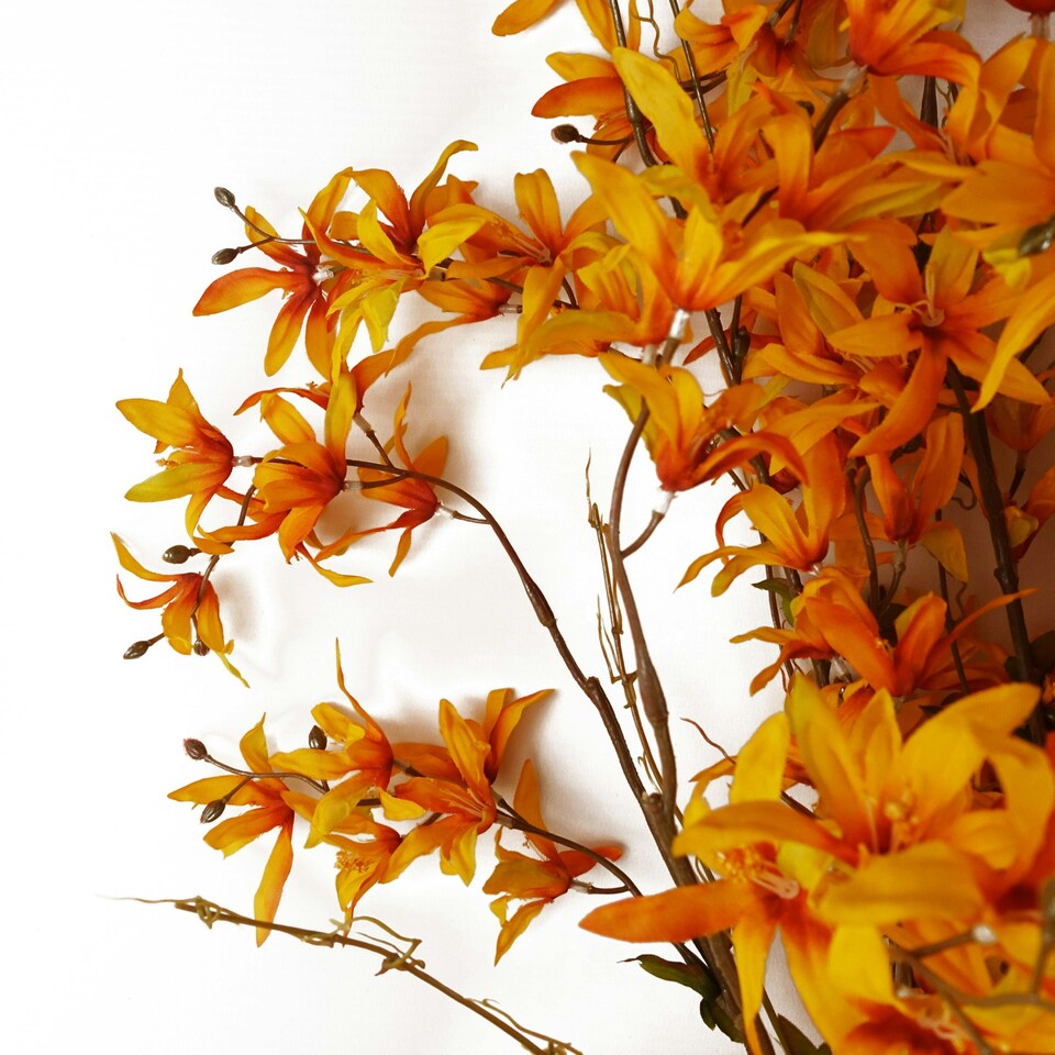 image 1 of 6x 130cm Yellow Blossom Floral Spray Artificial