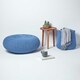 image 6 of Homescapes Blue Large Round Cotton Knitted Pouffe Footstool