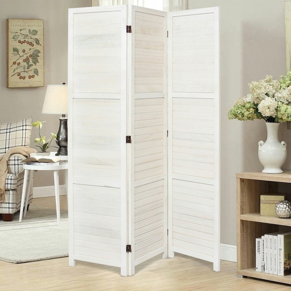 image 1 of Living and Home Solid Wood Folding Room Divider Privacy Screen for Home - 3 Panels