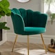 image 4 of Boucle Fabric Scallop Shell Chair Wing Back Armchair Sofa | Green