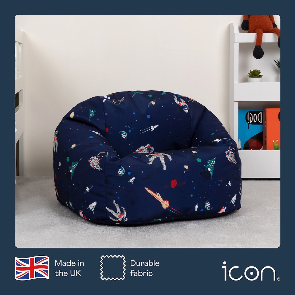 image 1 of Kids Lost In Space Bean Bag Chair Navy Blue Childrens Bean Bags | Blue | Navy Blue | 1