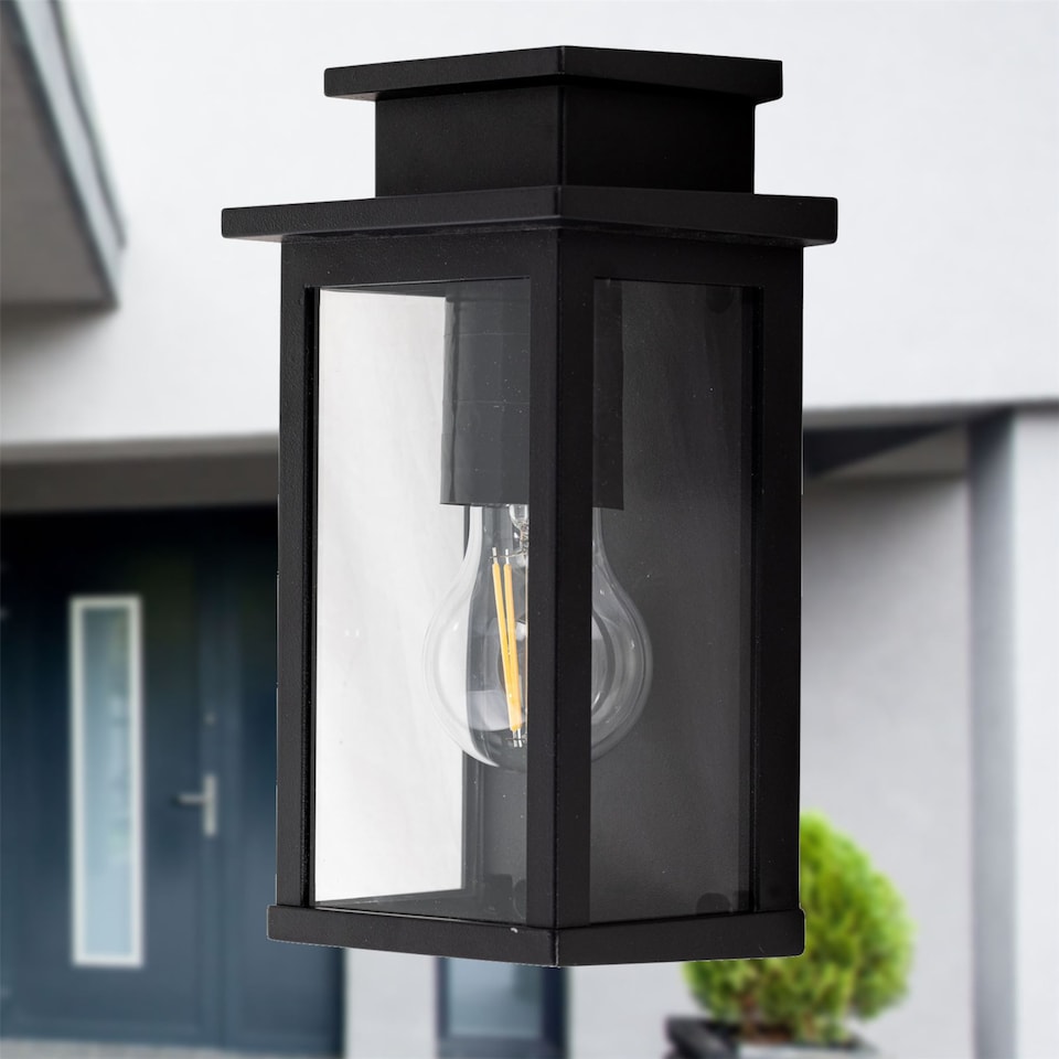 image 1 of Set of 2 Cotswold - Black Traditional Flush Outdoor Wall Lights