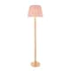 image 1 of Cane Natural Bamboo Floor Lamp with Coral Pink Fabric Ripple Shade 40cm E27