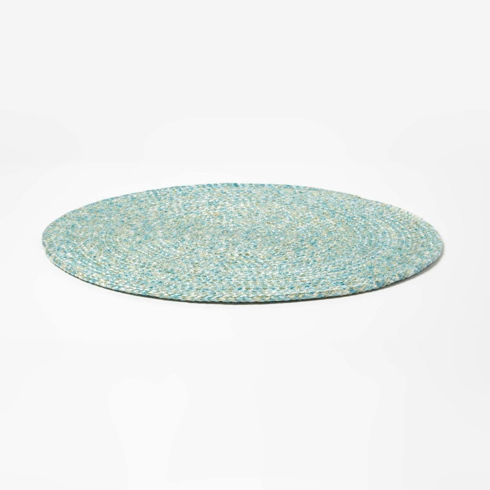 image 1 of Homescapes Green Handwoven Round Placemats Set of 4 Green