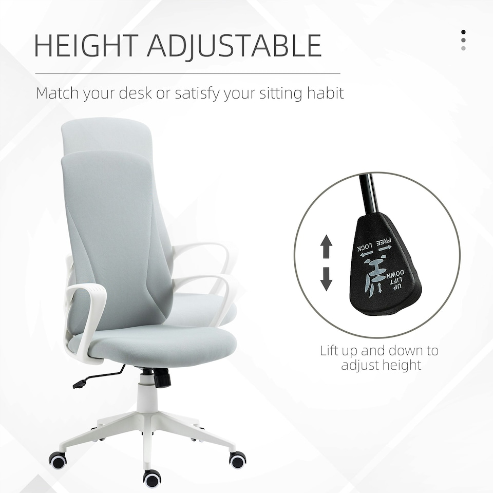 image 1 of Vinsetto High-Back Home Office Chair Height Adjustable Elastic Desk Chair Grey