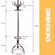 image 5 of Wooden Coat Stand With 12 Hooks Walnut One Size