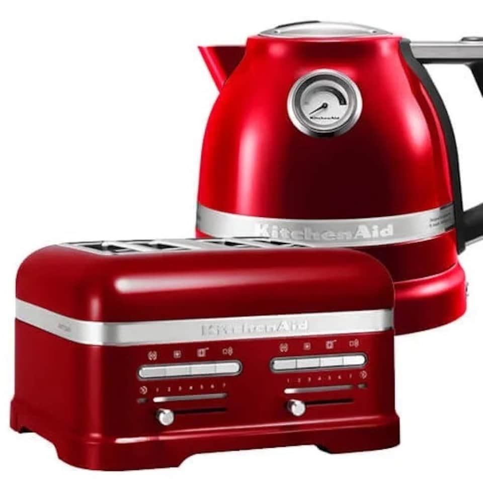 image 1 of KitchenAid Artisan Candy Apple 4 Slot Toaster and Kettle Set
