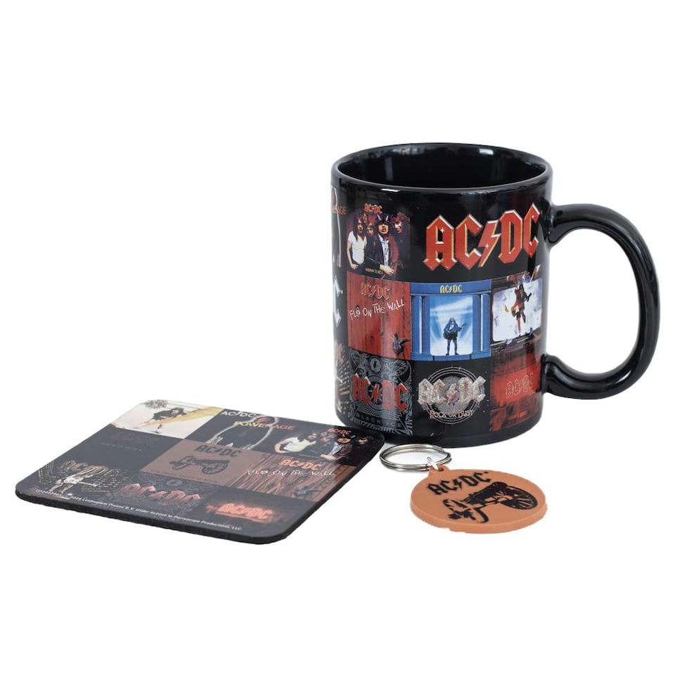 image 1 of AC/DC Mug and Coaster Set - Black/Brown/Red - One Size