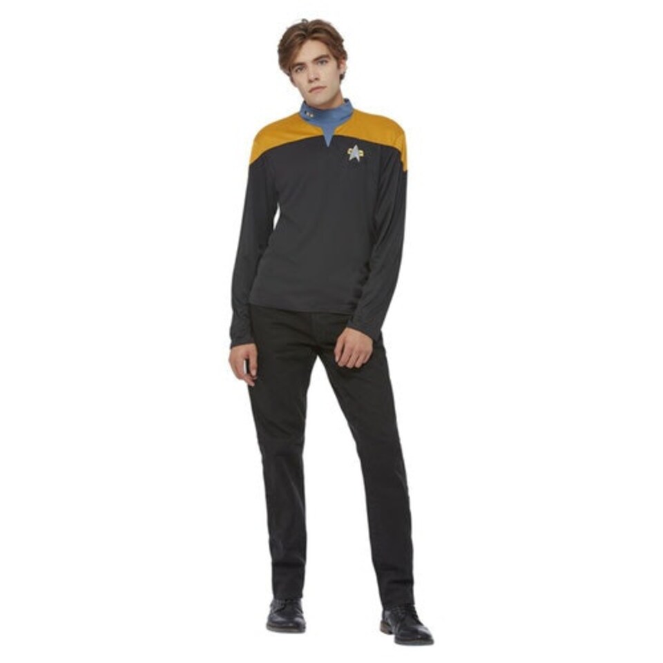 image 1 of Operations Uniform Star Trek Voyager Top Fancy Dress Costume Adult Mens Small Multi | S