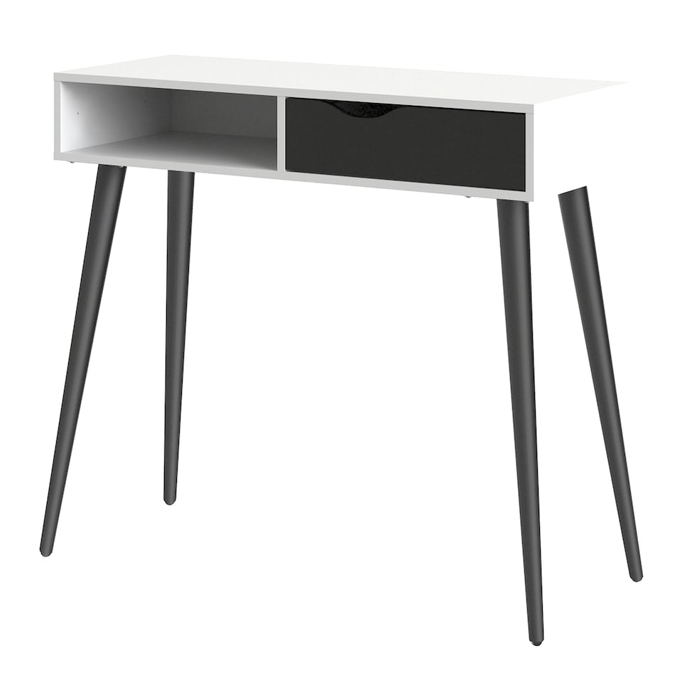 image 1 of Oslo Console Table 1 Drawer 1 Shelf in White and Black Matt
