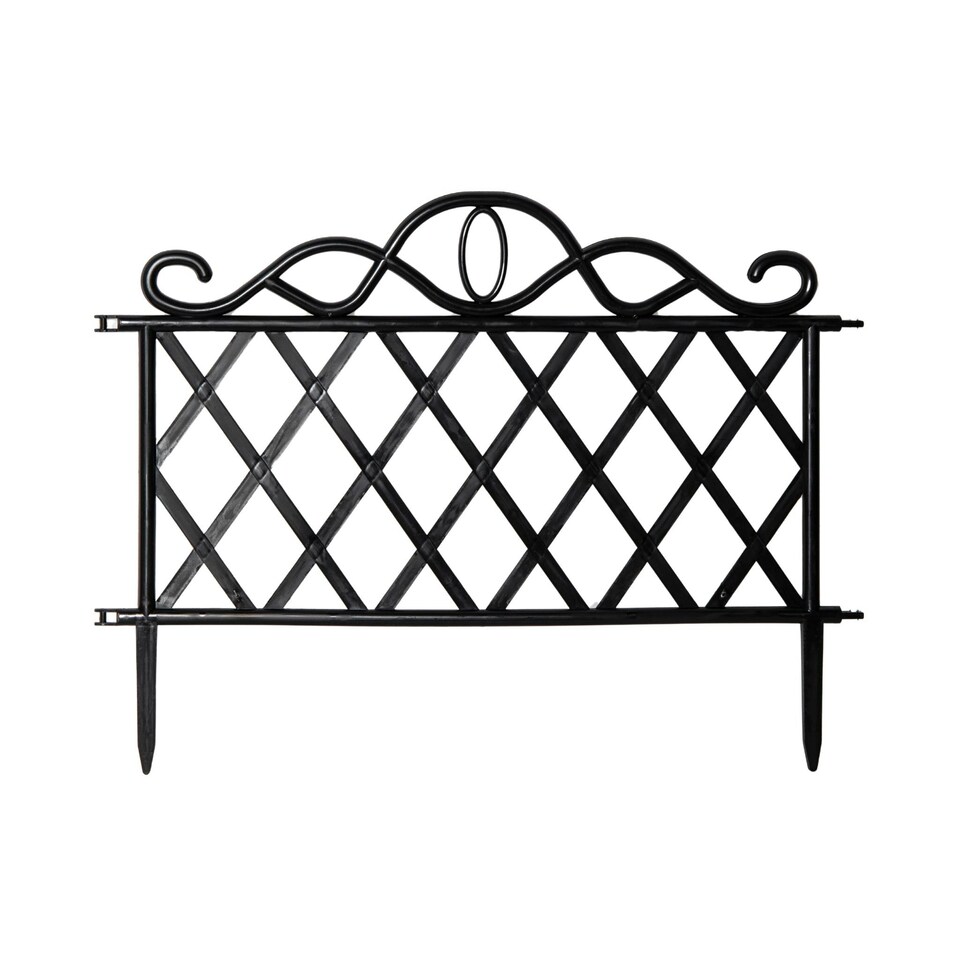 image 1 of 27cm Black Plastic Garden Patio Lawn Border Fence Edging White