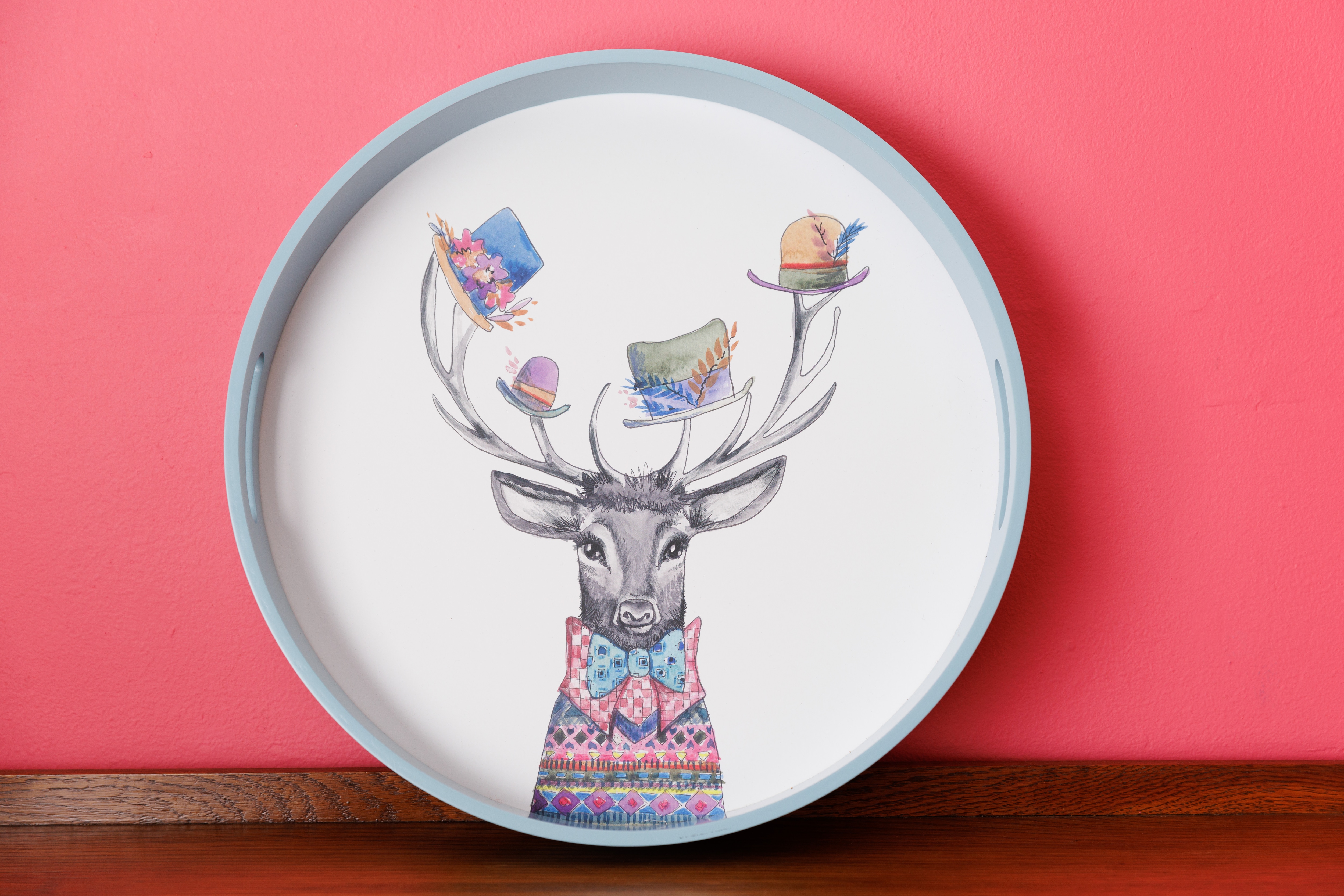 Mikasa TipperleyHill Round Serving Tray with Stag Print