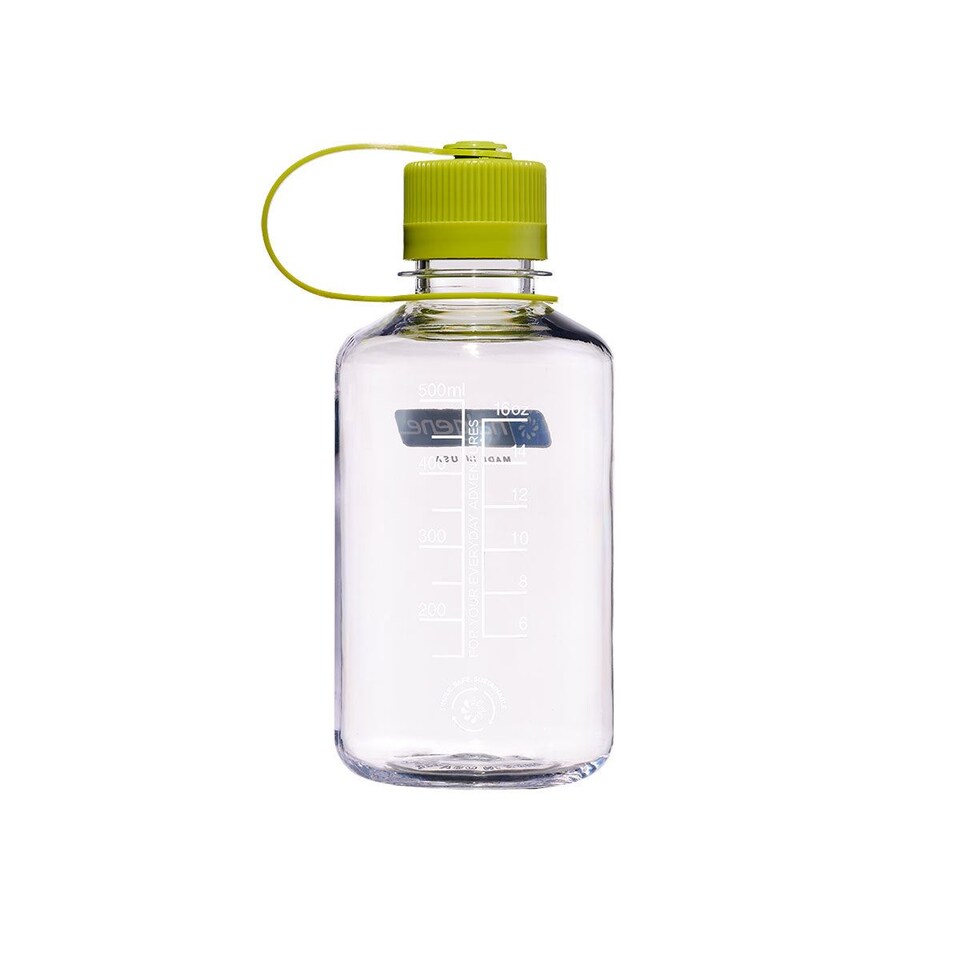image 1 of Nalgene Narrow Mouth 500ml Tritan Sustain Water Bottle - Clear (Green Cap)