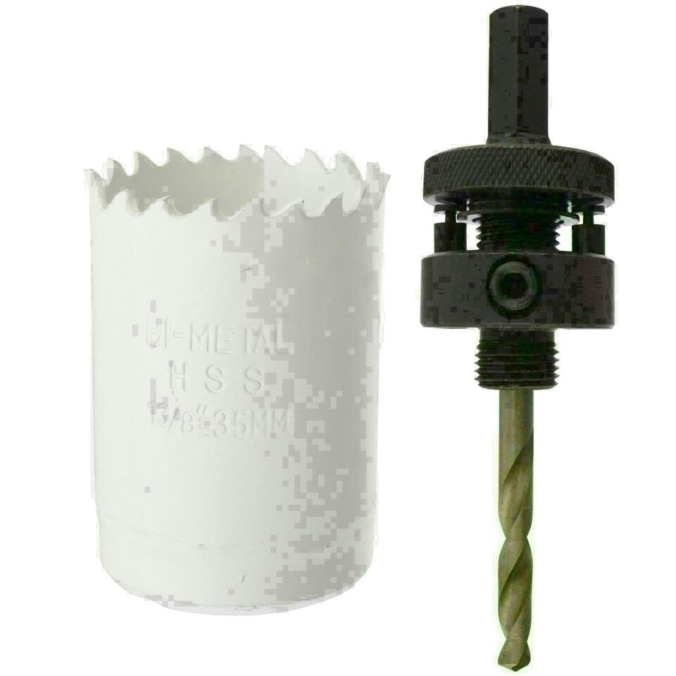 image 1 of 35mm HSS Hole Saw Holesaw Bi-Metal Blade Cutter Drill And Drill Adaptor Arbor