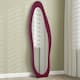 image 1 of HOMCOM Irregular Full Length Mirror with Velvet Frame 160 x 50cm Wine Red