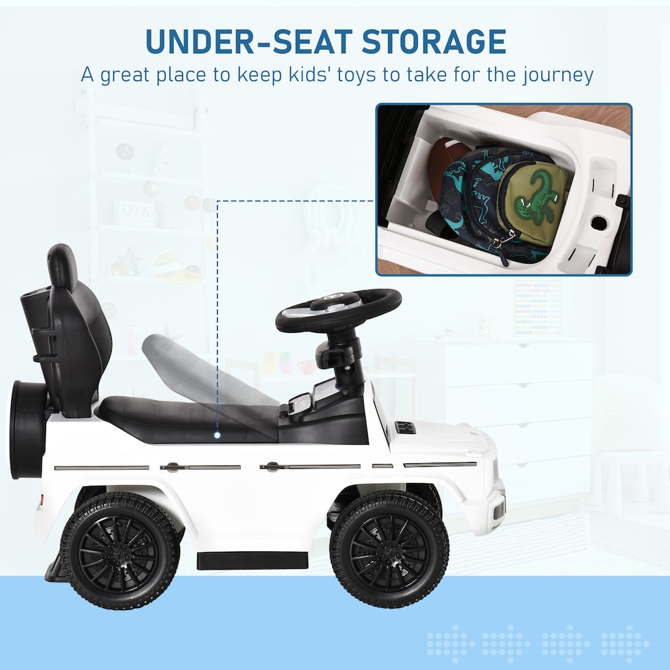 image 1 of HOMCOM 3 in 1 Kids Children Ride on Push Car Toddler Sliding Car G350 Licensed Walker Foot to Floor Slider Push-Along with Horn Steering Wheel NO POWER Manual, White