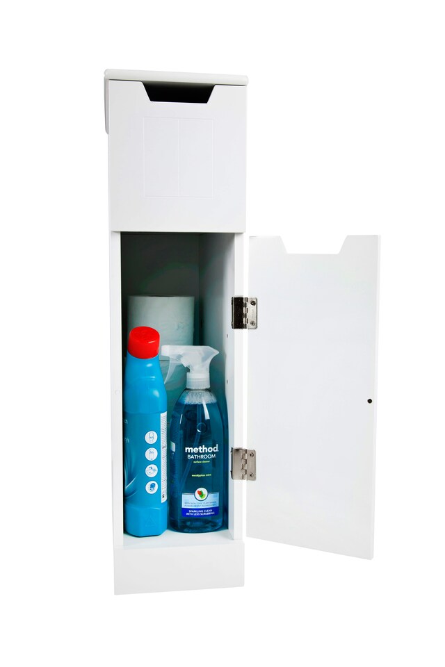 image 1 of Elegant Brands Sennen Super Slim Bathroom Storage Cabinet in White | White | 1