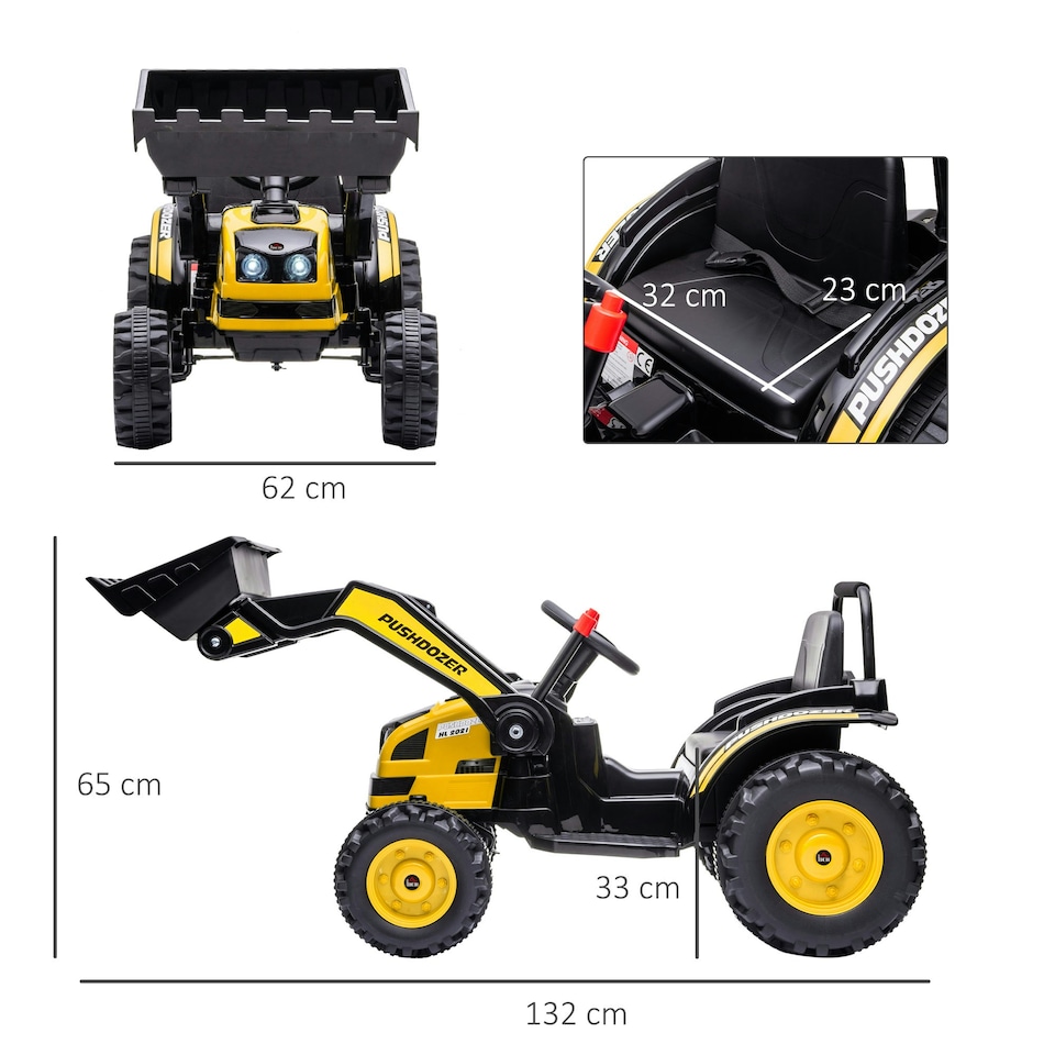 image 1 of HOMCOM Kids Digger Ride On Excavator 6V Battery Tractor Music Headlight Yellow
