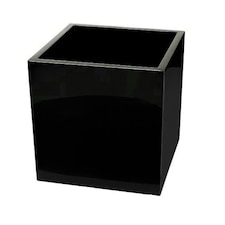 Primrose Fibreglass Cube Gloss Planter in Silver 50cm Black