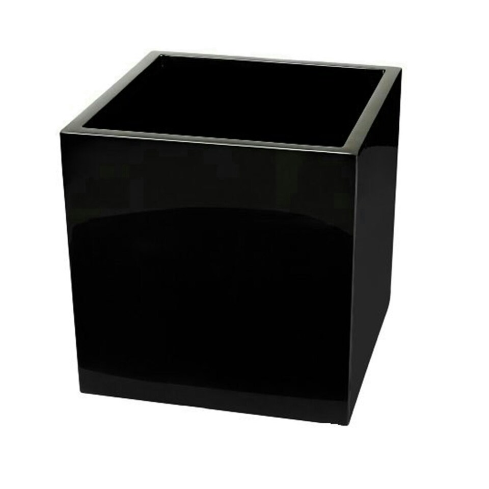 Primrose Fibreglass Cube Gloss Planter in Silver 50cm Black
