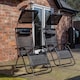 image 1 of Set of 2 Multi Position Garden Gravity Relaxer Chair Sun Lounger with Sun Canopy in Black | Black | Black