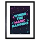 image 1 of Where The Magic Happens 80s Disco Retro Kitchen 9x7" Black Framed Wall Art Print