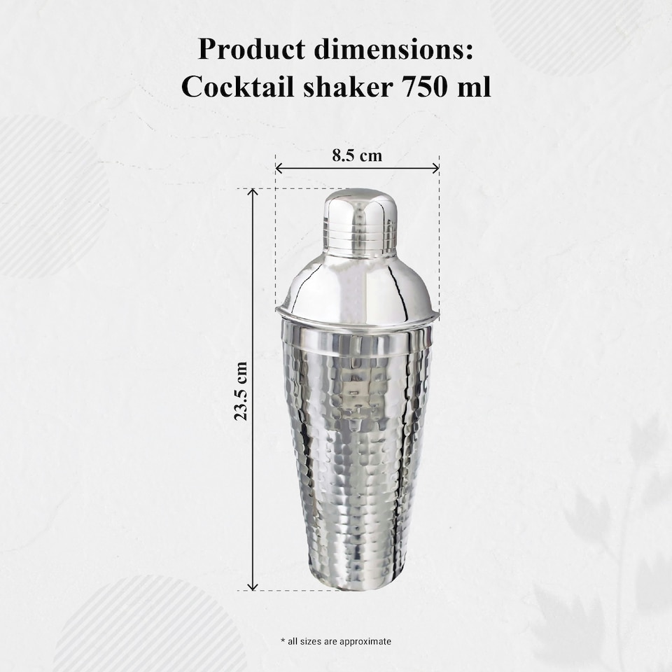 image 1 of Buckingham Stainless Steel Professional Cocktail Shaker 750 ml , hammered effect Silver