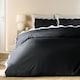 image 1 of OHS Wavy Edge Bedding Set Microfibre Duvet Cover with Pillowcase | Black | Black/Stone | Double