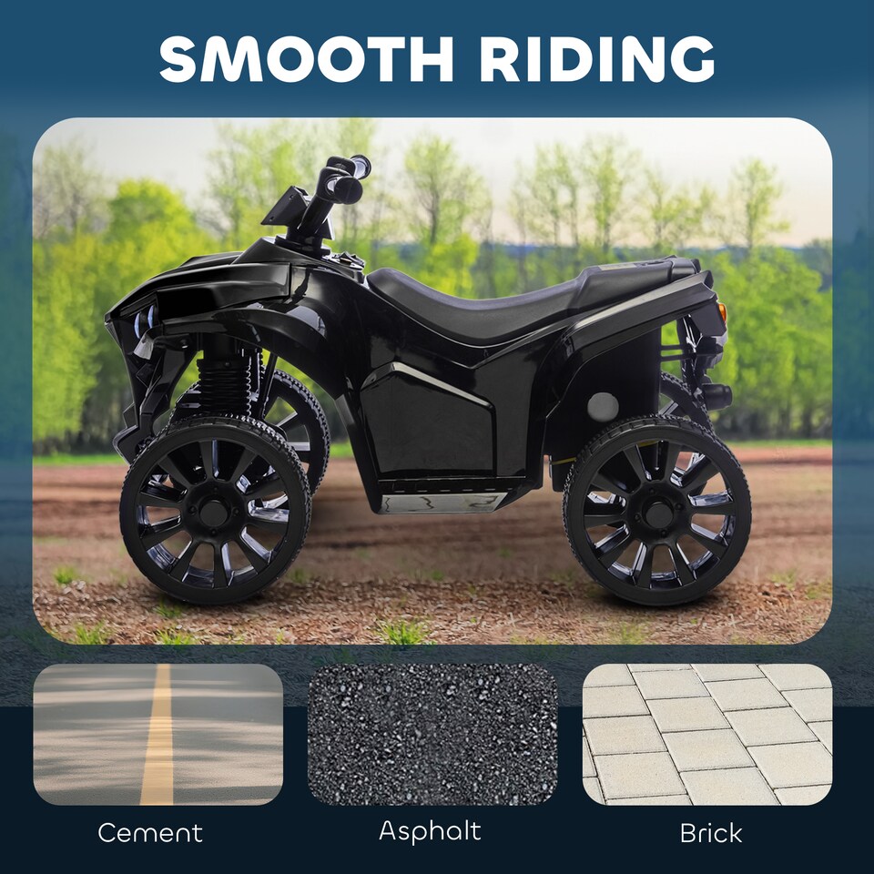 image 1 of AIYAPLAY 6V Electric Ride on Car, Kids ATV 4 Wheeler with Music and LED Headlights, Indoor Outdoor Toy Car for Ages 3-8 Years Boys and Girls | Black